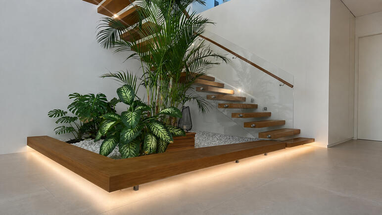 Diseño de jadín y escalera